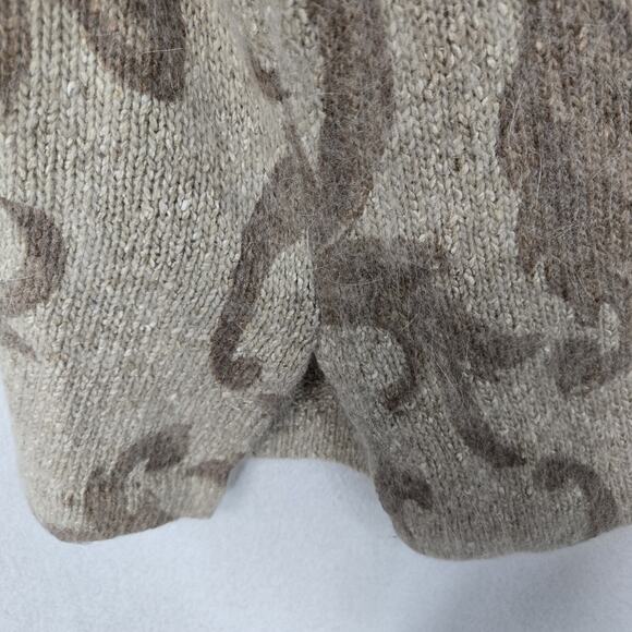 VTG Croft & Barrow Silk Angora Rabbit Hair Sweater Sz M Beige Brown Baroque NEW - Picture 4 of 13